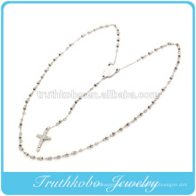 Hohe Qualität 5mm Rosenkranz Perlen Edelstahl religiöse Halskette geätzt Jungfrau Maria und Kruzifix Anhänger Schmuck Erkenntnisse